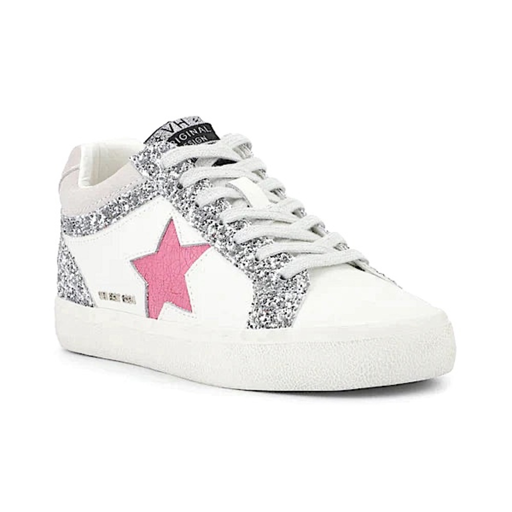Vintage Havana Bounce sneakers in white white silver glitter / pink star